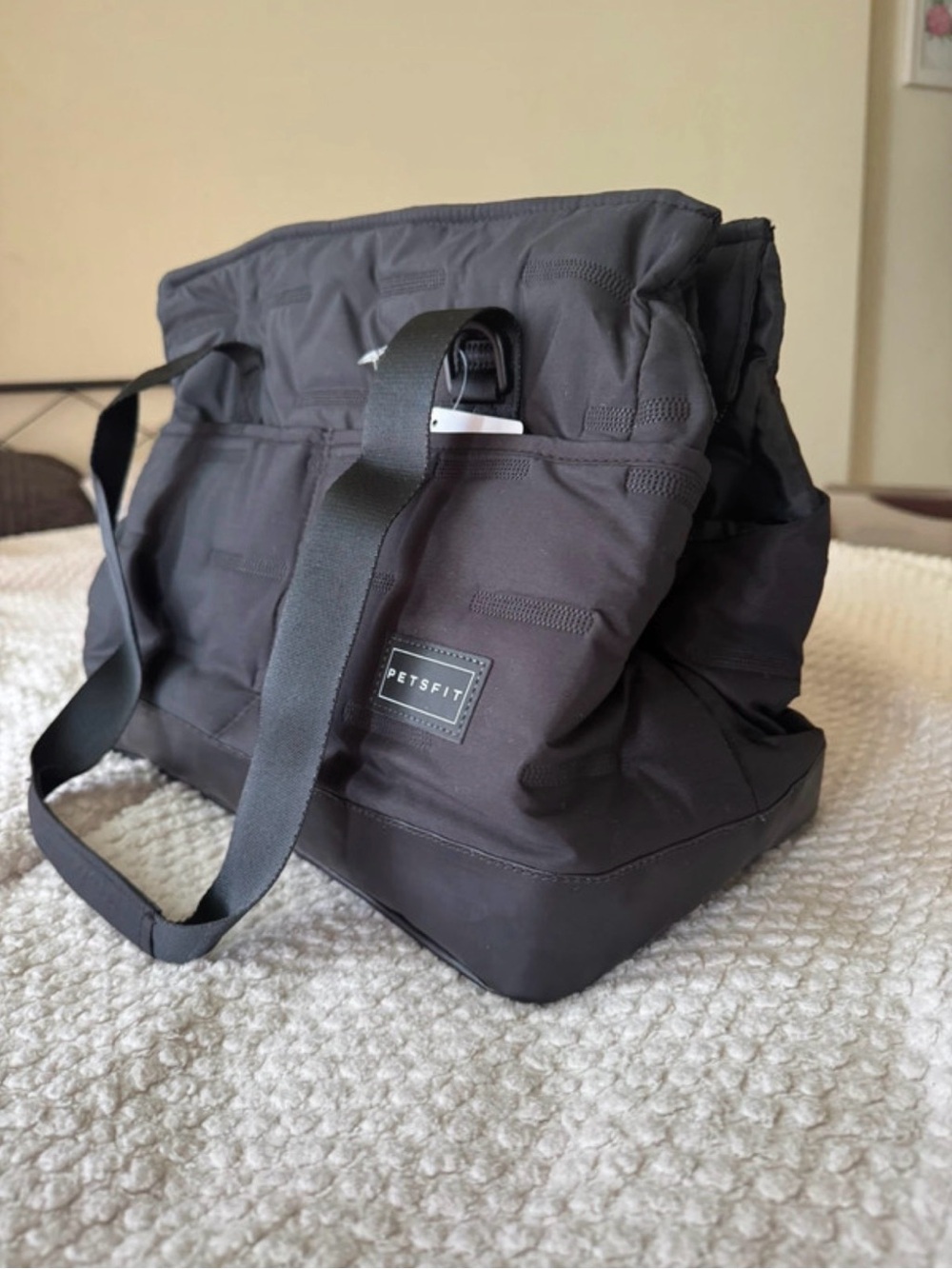 Black Quilted Dog Tote Bag/Carrier